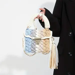 Mini Colorful Crochet Crossbody Bag for Women, Fashion Shoulder Bag with Coin Purse