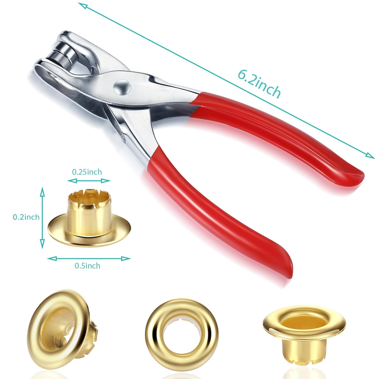 803Pcs Grommet Eyelet Pliers Kit 1/4 Inch 6mm Inside Diameter with 800 Metal Eyelets & Washers in Gold Silver for Leather Belt Shoes Crafts Seamless Stitching 803Pcs Grommet Eyelet Pliers Kit 1/4 Inch 6mm Inside Diameter with 800 Metal Eyelets & Washers in Gold Silver for Leather Belt Shoes Crafts Seamless Stitching