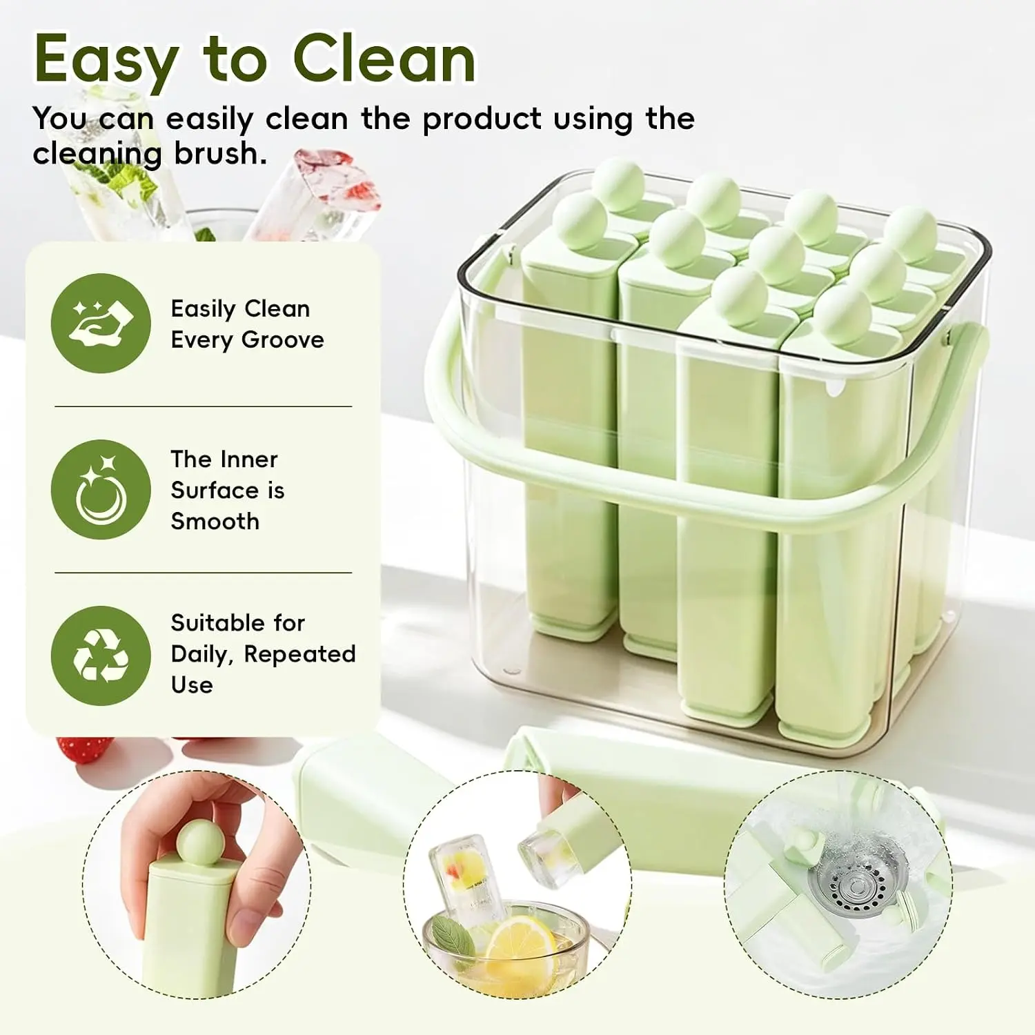 12-Grid Reusable Food-Grade BPA-Free Silicone Ice Cube Trays with Lids & Easy-Release Utensils, 100% Silicone Cube Reusable Lolly & Ice Cream Moulds for Whiskey Cocktails, Home Kitchen DIY Use, 100% Silicone Lolly & Ice Cream Moulds, Cube Lolly & Ice Crea