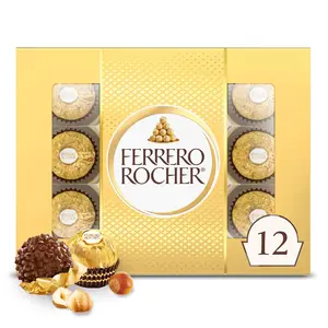 Ferrero Rocher Fine Hazelnut Milk Chocolate, 12 Count, Pack of 6 Individually Wrapped Chocolate Candy Gift Boxes, 5.3 oz