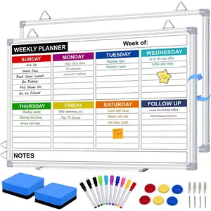 Weekly Planner Whiteboard, Weekly Dry Erase Board for Wall 16" x 12", Double-Sided Weekly Calendar Whiteboard with Pen Tray & Hook,  Writing Schedule Board for , School, Office