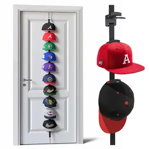 Hat Rack for Door - Two-Way Hanging Caps with Display Hooks and Hanger, Hat Organizer for Baseball Caps, Over the Door Hat Storage Organizer for Bedroom, Entrance or Garage Doors - 1 Pack