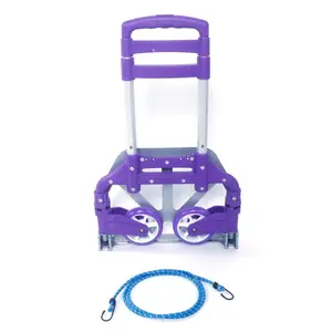 【MothersDayGift】Folding Hand Truck and Dolly 165-lbs Lightweight Portable Luggage Cart for School Travel Office Moving (Purple)