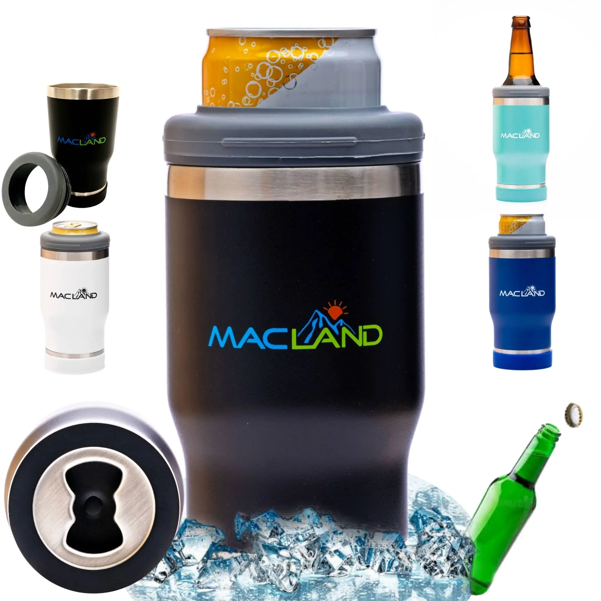 Macland Beer Can Cooler Insulated Slim Can Coozie, 12 oz Universal Can Cooler with Bottle Opener, Insulated Can Cooler Beer Holders for Cans, Slim Can Cooler