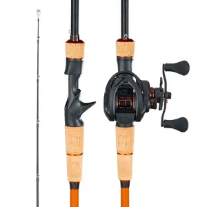 VEVOR Rod and Fishing Reel Combo, IM7 Carbon Fiber Baitcasting Rod and Reel Combo, Bass Fishing Pole with 7+1 BB System, 7.0: 1 Gear Ratio, Cork Handle, Stainless Steel Guides with Ceramic Rings