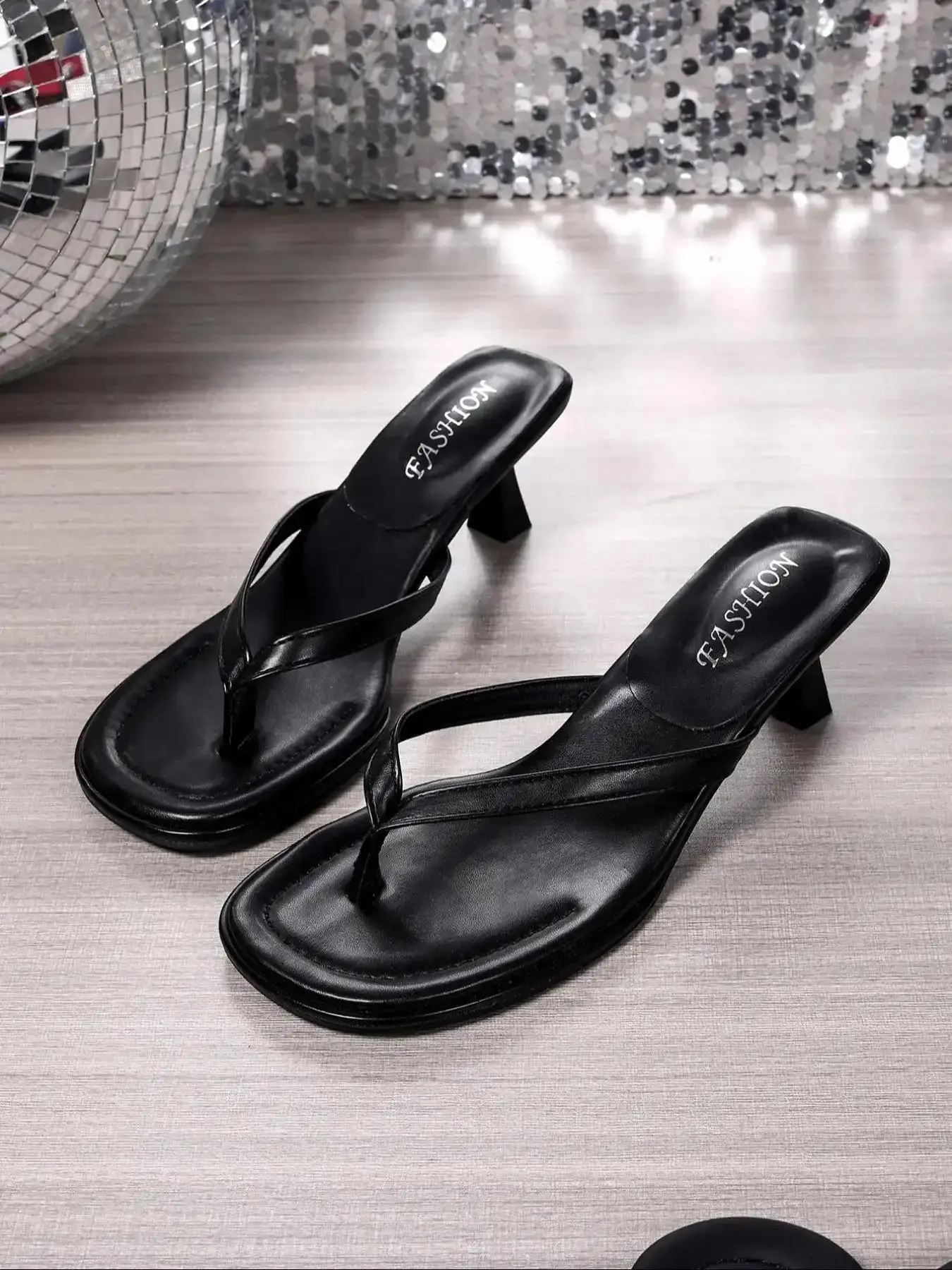 Women's Fashion Toe-Post High Heel Sandals Wide Thick Non-Slip Rubber Sole Stylish Elegant Heels, Summer Versatile Shoes Perfect for Dresses Casual Footwear Strappy, Women's Thong Heels