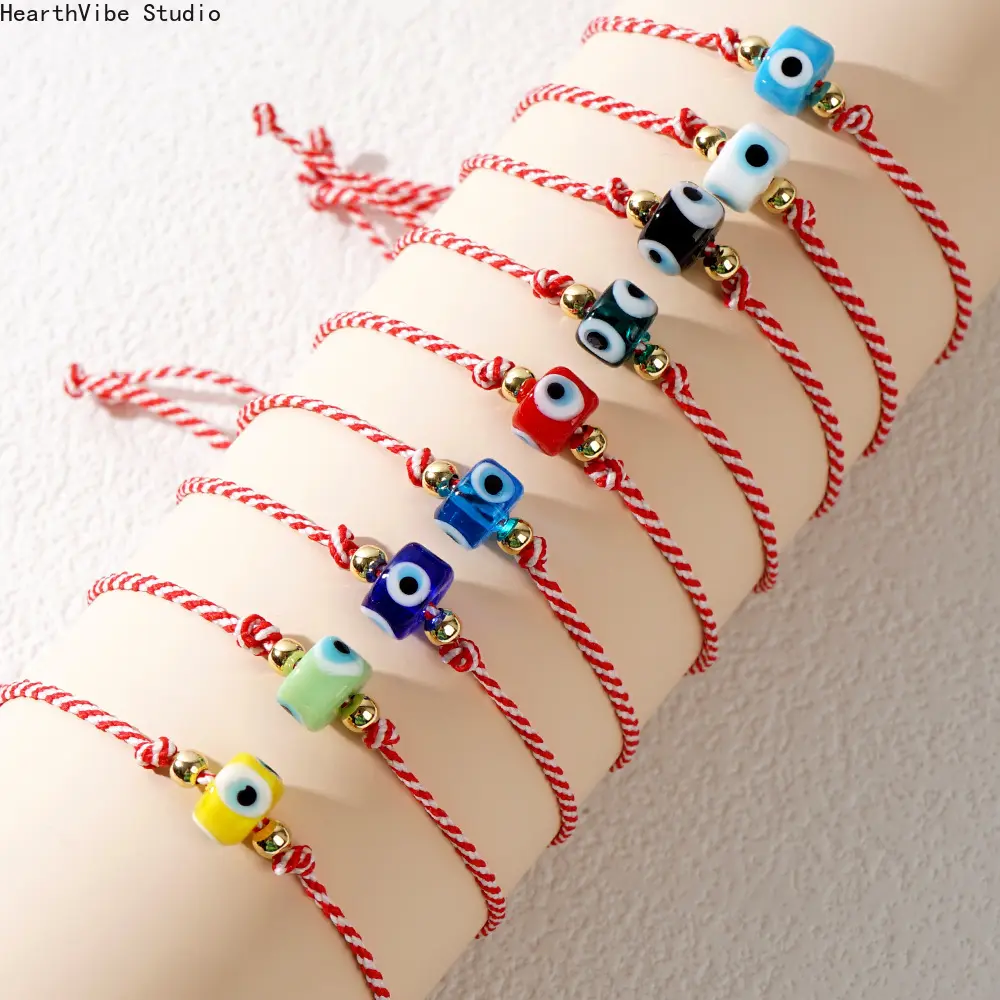Unisex Adjustable Multi-Colored Glass Devil's Eye Woven Red String Beaded Sporty Wristband for Sports & Outdoor Activities, Sporty Sports Wristbands