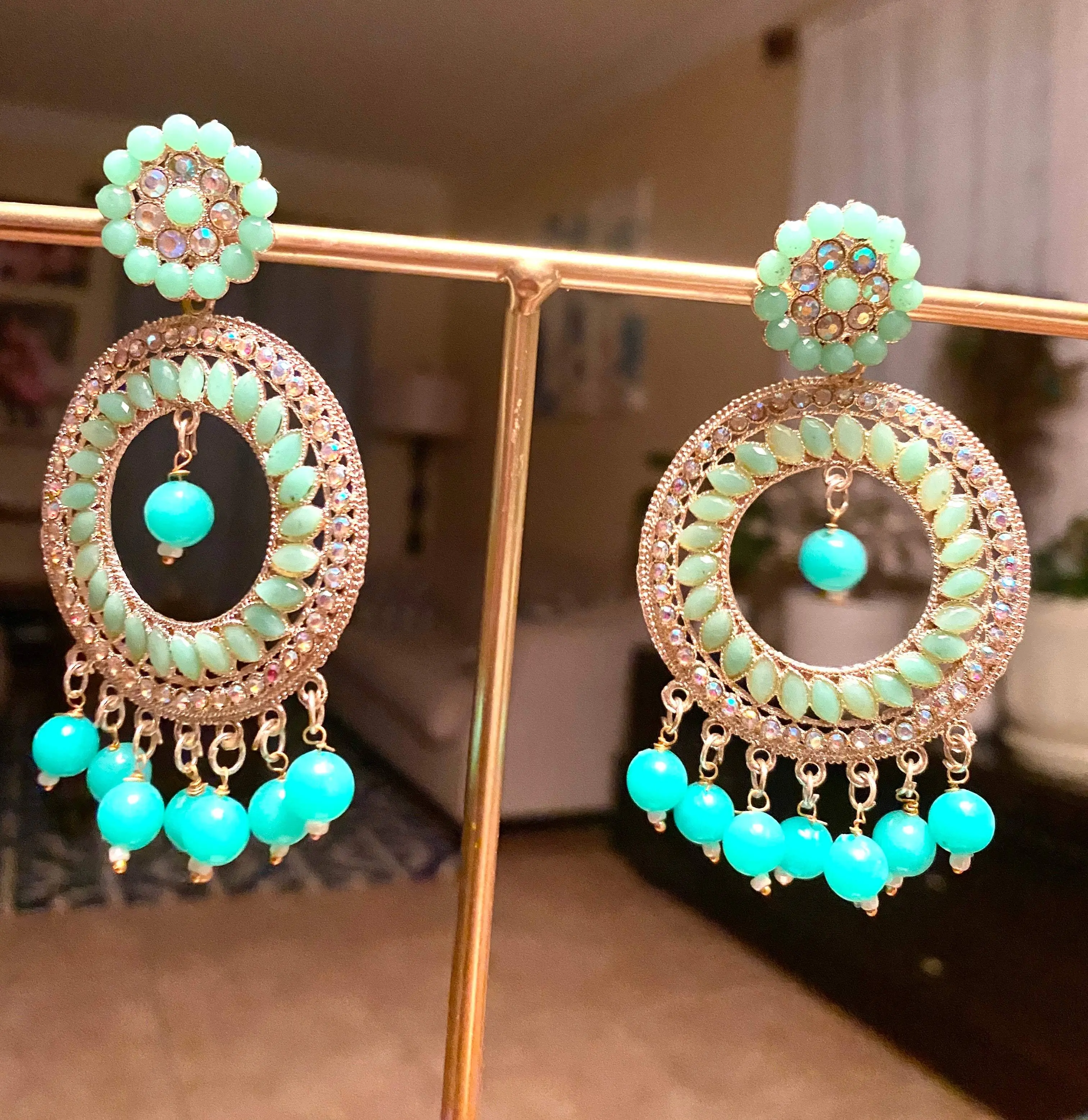 Lime Green Bali Style Earrings