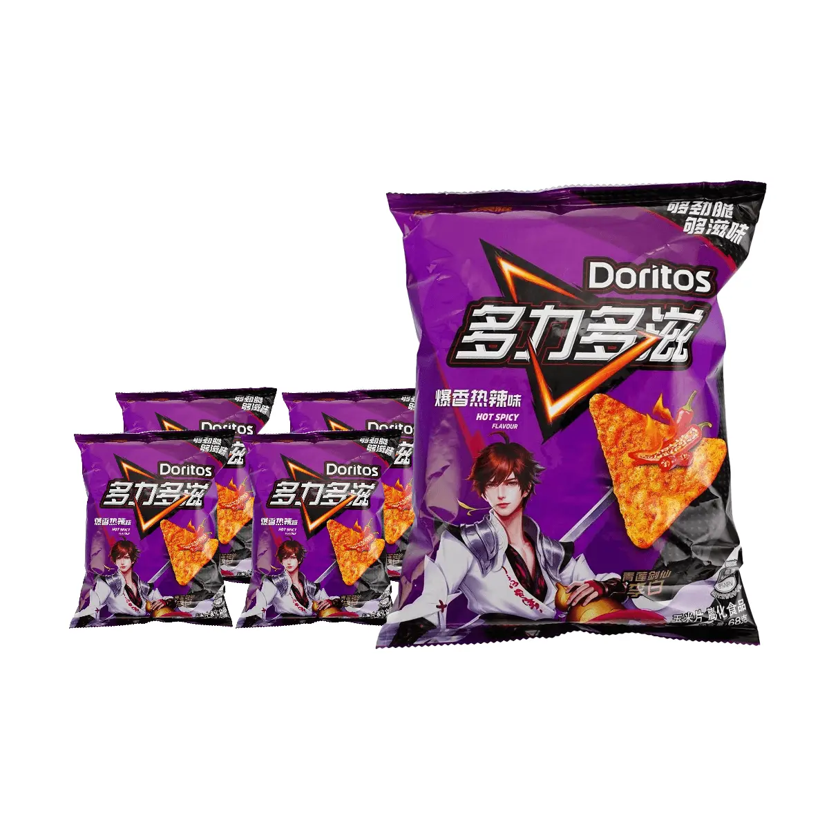 Doritos Nacho Chips Spicy Flavor - China Mainland Edition, 5x68g Value Pack, Limited Edition with Honor of Kings Li Bai Design