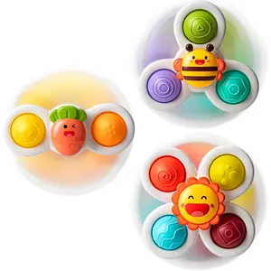 3PCS Suction Cup Spinner Toys for 1 2 Year Old Boys Spinning Toys Baby Toys 12-18 Months Sensory Toys for Toddlers 1-3 Easter Basket Stuffers Gifts for 1 Year Old Girls