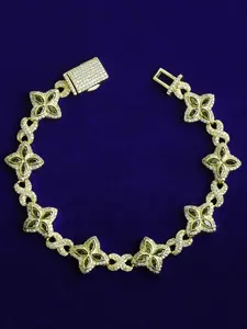 Iced Out Floral Infinity Link Bracelet for Women Real Gold Plated Hip Hop Jewelry Fashion Bracelets Exquisite Bracelet Elegant Jewelry Bracelet