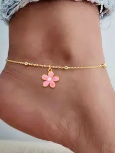 Women's Floral Anklet Chain, Fashion Stainless Steel Beaded Anklet, Plated, All Seasons Jewelry, Classic & Casual Style