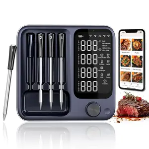 4-Probes   Meat Thermometer with WiFi & , Digital Meat Thermometer for , Oven & BBQ, Rechargeable  Base, Large Digital Backlit Screen