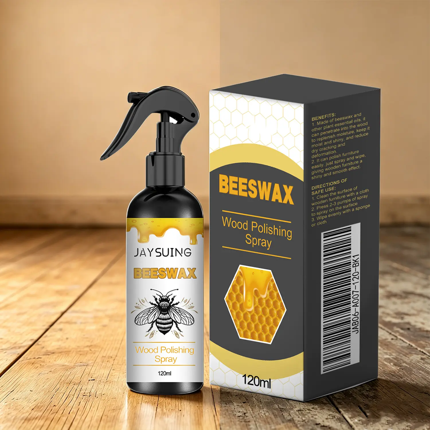 Beeswax Wood Polish Spray for Furniture Floor and Cabinet Care Wood Shine Spray Helps Restore Smooth Glossy Finish and Reduce Dust Buildup