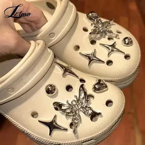 1set INS Butterfly Heart Detachable Shoes Chain Shoe Buckles Decor Canvas Board Shoes Accessories Creative Shoe Vintage Jewelry