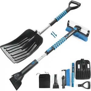 Extendable Snow Brush with Ice Scraper Telescopic Snow Shovel for Driveway Ice and Snow  Kit for     Use in Winter Snowy Storm (Shovel Brush Scraper Set)