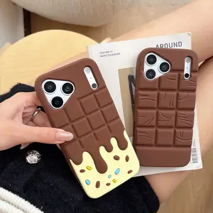 Phone Case: Cream Chocolate Phone Case Suitable for iPhone 17 17pro 17Air 17promax 16 16pro 16proMax 15 15Pro 15ProMax 14 14Pro 14ProMax 13 13Pro 13ProMax 12 Series 11 Creative Gift Silicone Anti Drop Phone Case, Relaxing Fun Phone Case