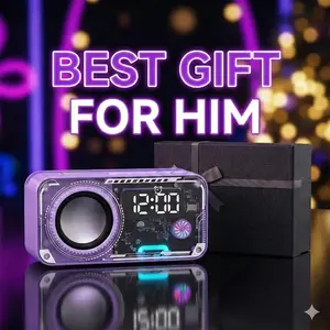 Transparent Wireless Bluetooth-compatible Speaker with Phone Stand, RGB LED Night Light, Portable Stereo Sound System, Long Battery, Perfect Gift