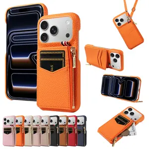 Apple Phone Case Protective Shockproof Compatible with iPhone Models 17 Pro Max/17 Pro/air/17/16 Pro Max/15/14/13/12/11, Colorful Crossbody Strap & Multi-Card Wallet Protection