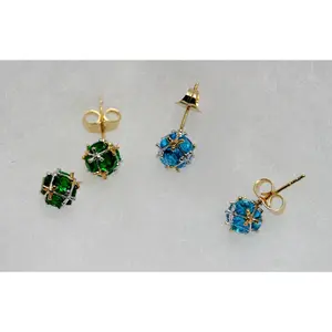 Crystal Rhinestone Disco Ball 7 mm Post Stud Earrings Glitter Ball Studs Earrings