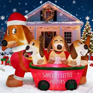 5 FT Long Christmas Puppy Inflatable with Built-In LEDs, Self-Inflatable for Dachshund Blow Up Yard Decoration Xmas Party Indoor, Outdoor Yard Garden, Lawn Winter Decor for Gifys