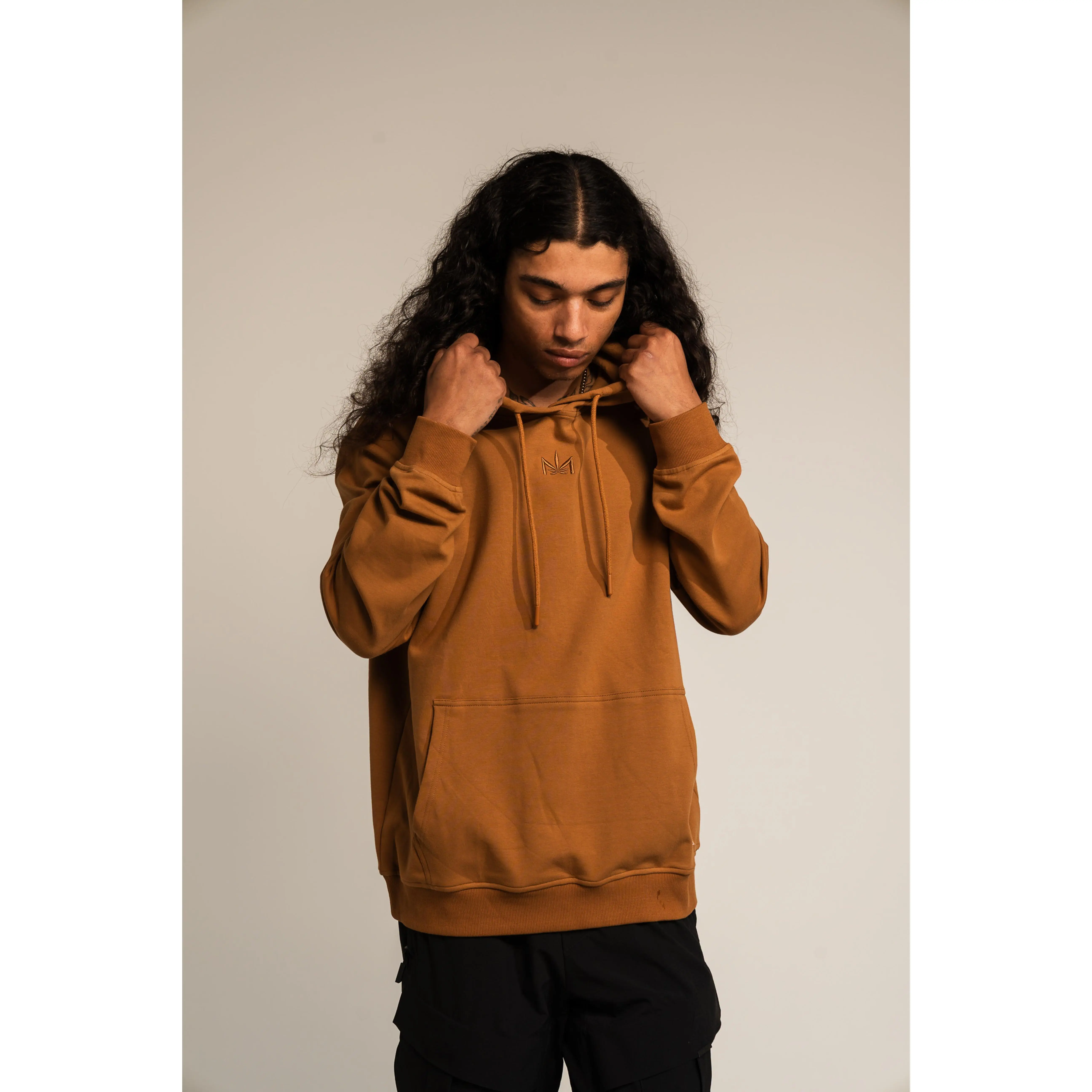 Embossed Dime Hoodie Fabric Menswear Embroidered Leaf Sweatshirts