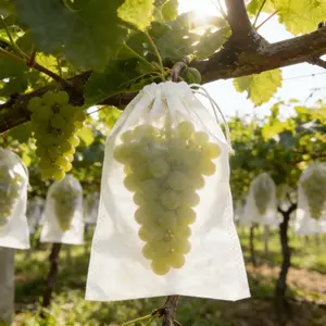 50PCS/100PCS water-permeable and breathable insect-proof cover, hidden pull rope, fruit mesh bag, suitable for fruit trees and bird-proof nets Adjustable Garden Netting to protect apples and grapes. Birds, pests and deer, drawstring