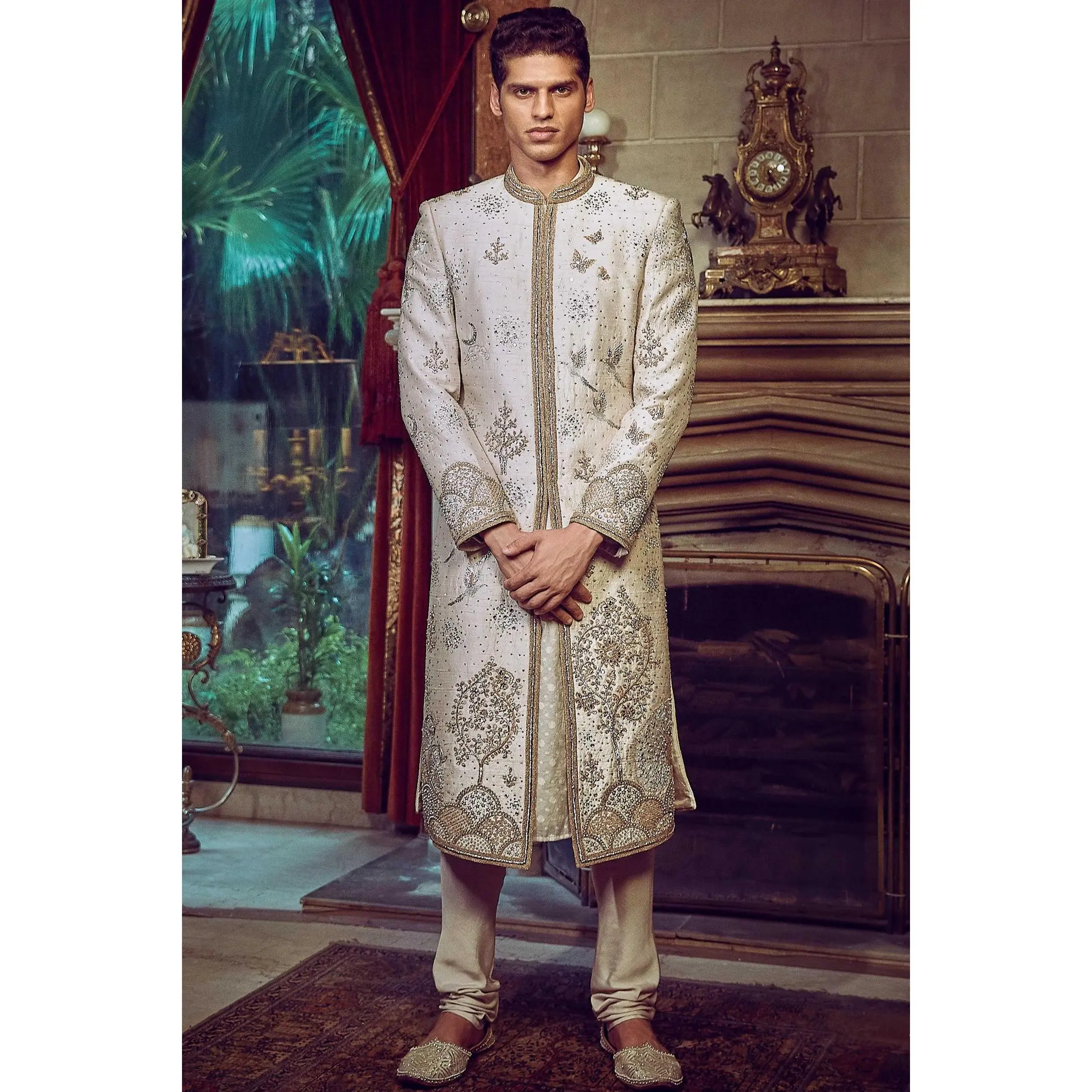 Ivory aurum ekru tree of life lost in time sherwani