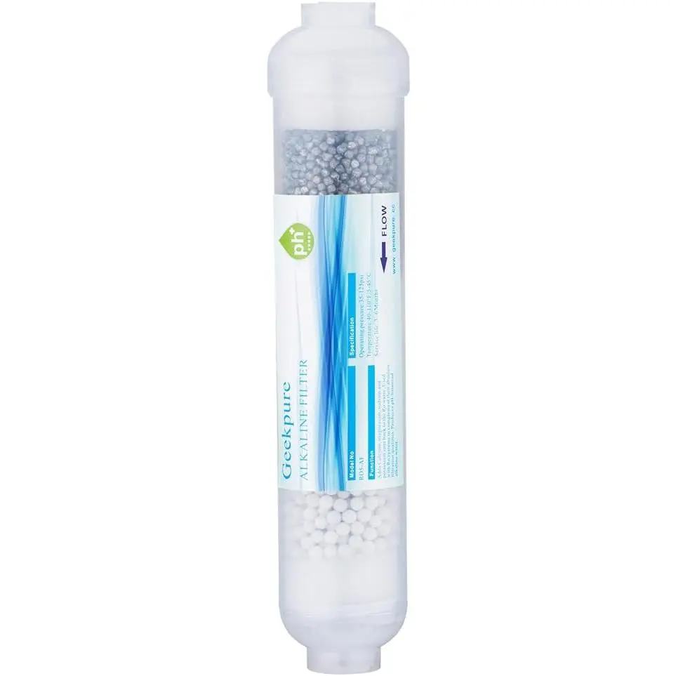 10-inch Inline Alkaline Replacement Water Filter  pH+ for Reverse Osmosis RO System -1/4"Thread