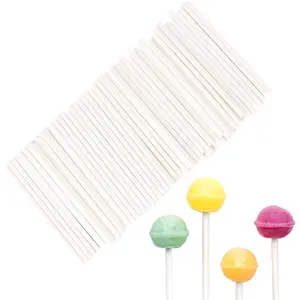 100 Pcs 3 Inch White Paper Lollipop Sticks for Cake Pops Homemade Rainbow Candy Chocolate Cookie Cake Topper Dessert Treats