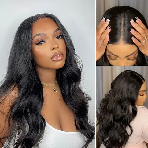 Frodio Veralux™ Synthetic Fiber + Human Hair Middle Part Loose Wave Wig | Glueless, Ready to Wear, Blend Hair Wig for Black Women#SohoChic