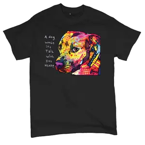 Neon Gratitude Pitbull Tshirt with Small Print Menswear Top for Men Comfortable and Stylish