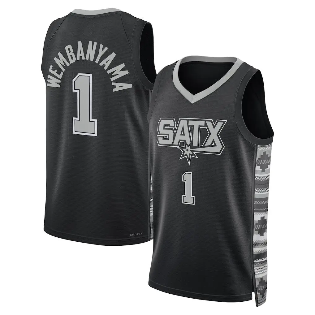 Wemby Unisex Basketball Jersey, Black Statement Edition