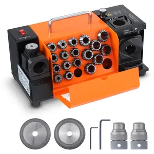 【fathersdaygift】VEVOR Drill Bits Sharpener, 3-20mm End Mill Grinder Sharpener, Lip Relief Angle & 95°-135° Point Angle Adjustable Drill Bit Re-Sharpener, Portable Sharpening Machine with 18 Collets, CBN & SDC Wheel