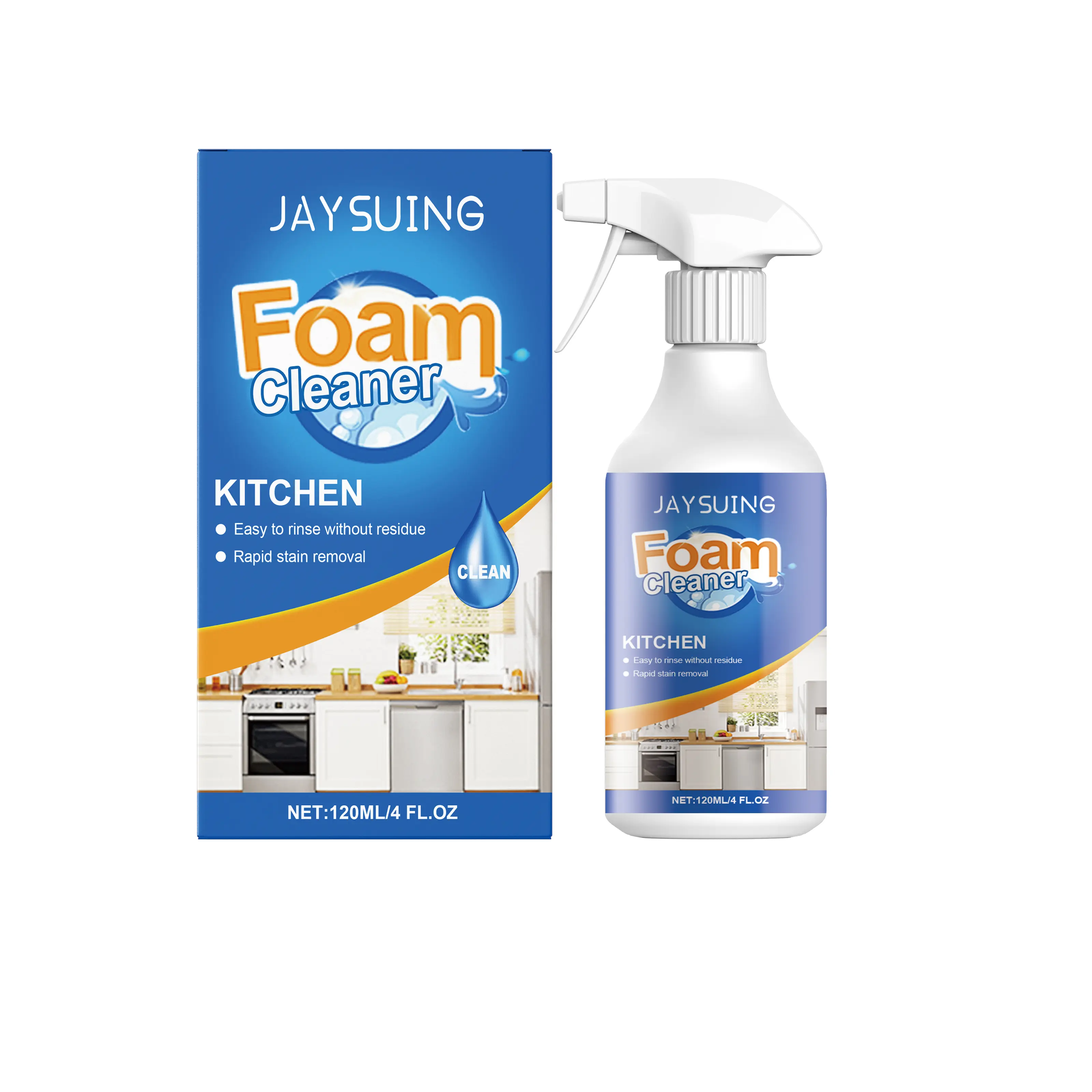 Jaysuing Household Grease-Removing Foam Detergent Spray - Fast-Cleaning Kitchen Stove Top Cleaner, Cookware Polisher, Stove Oven Cleaner, Grease Polishes