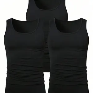 Men's Solid Color Tank Top, Regular Fit Casual Sleeveless T-shirts for Spring & Fall, Men's Clothes for Daily Wear, Athletic Undershirt