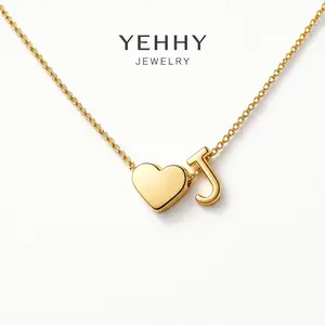 Women's 14K Gold Plated Stainless Steel Initial Necklaces, Dainty A-Z Heart Letter Pendant, Minimalist Personalized Name Jewelry, Versatile Gift for Daughters