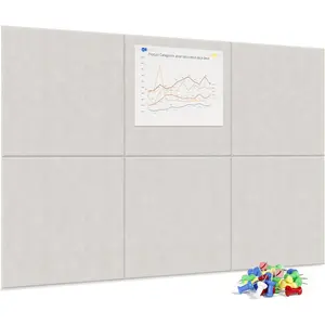 Large Cork Board for Wall, 36" x 24" Bulletin Board with Pushpins, 6 Panels Felt Tiles Tack Push Pin Board for Office, Light Tan