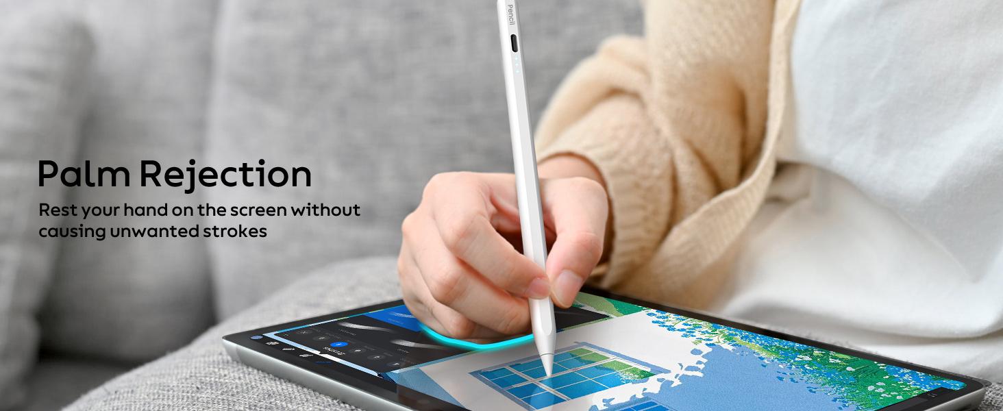 iPad Pencil, 10 Mins Fast Charging Stylus Pen with Palm Rejection, Tilt Sensitivity for iPad 6/7/8/9/10/11,Air 3/4/5/M2/M3, Mini 5/6, iPad Pro 11"/12.9"/M4