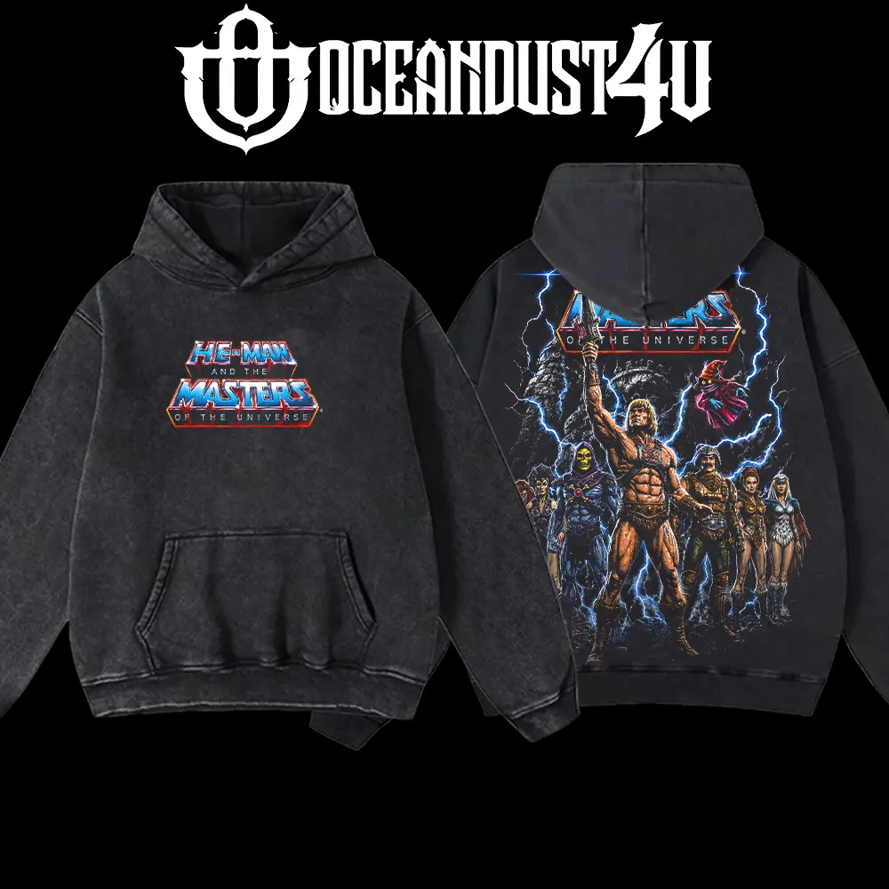 OceanDust4U He-Man and the Masters of the Universe Men's Classic Cotton Seamless Retro Street Style Hoodie & T-Shirt Menswear Apparel