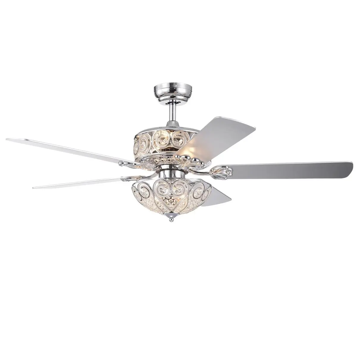 Warehouse of Tiffany CFL-8370REMO-CH 52 in. Catalina 5-Blade Crystal Ceiling Fan, Chrome