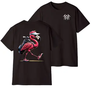 Funny Pink Flamingo Golfing T-Shirt – Novelty Golf Graphic Tee, Casual Cotton Shirt, Humorous Golf Gift for Men and Women
