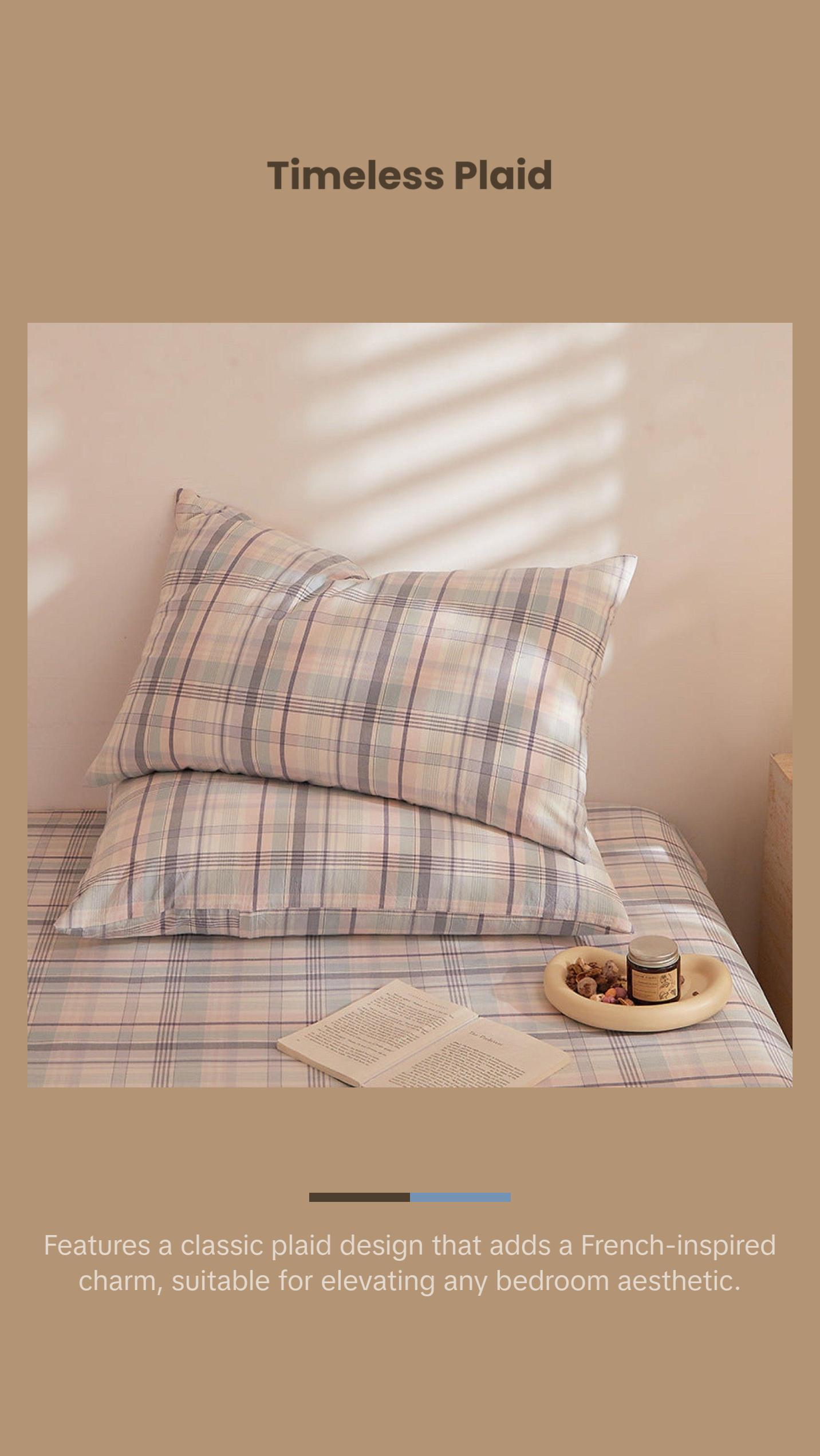 Fresh Plaid Washed Cotton Pillowcases