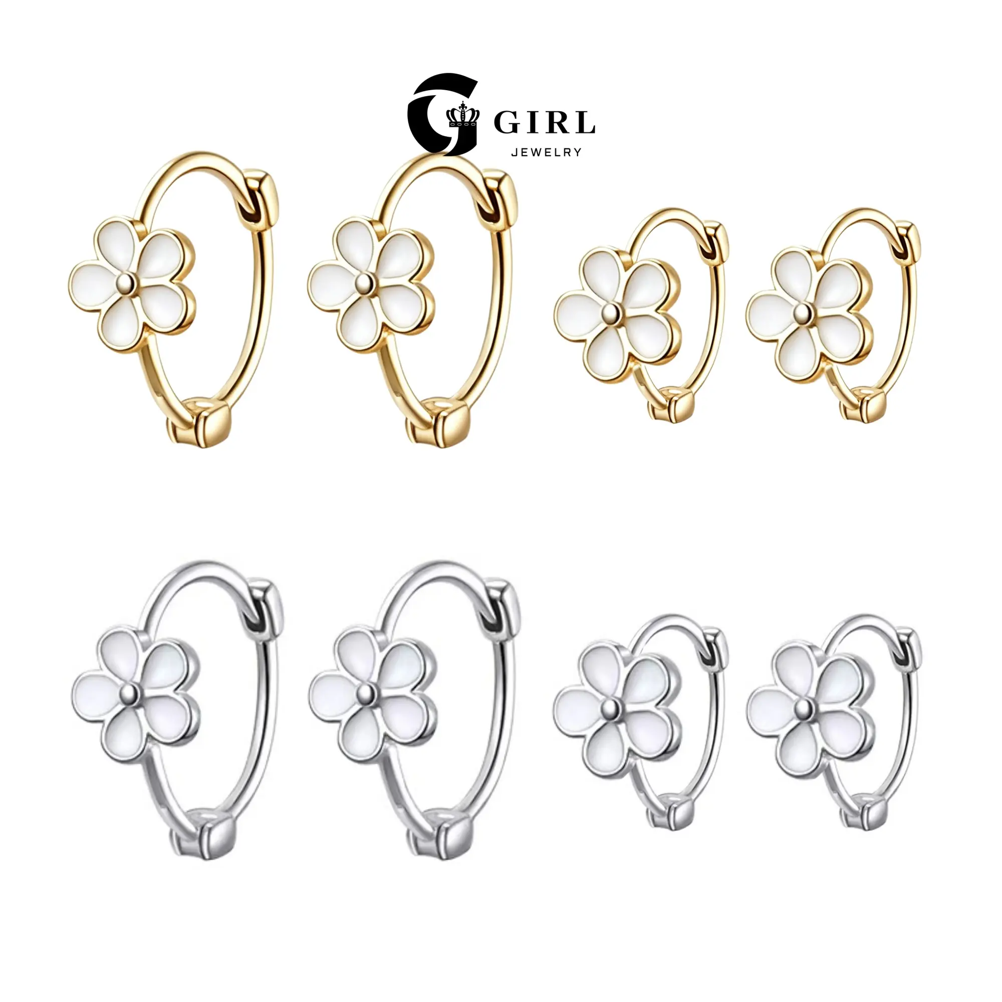 GGIRL Daisy Flower Huggie Hoop Earrings for Women Teen Girls 14K Gold Plated Hypoallergenic Cartilage Helix Earrings, Fashion Jewelry Gift for Holiday Birthdays Anniversaries