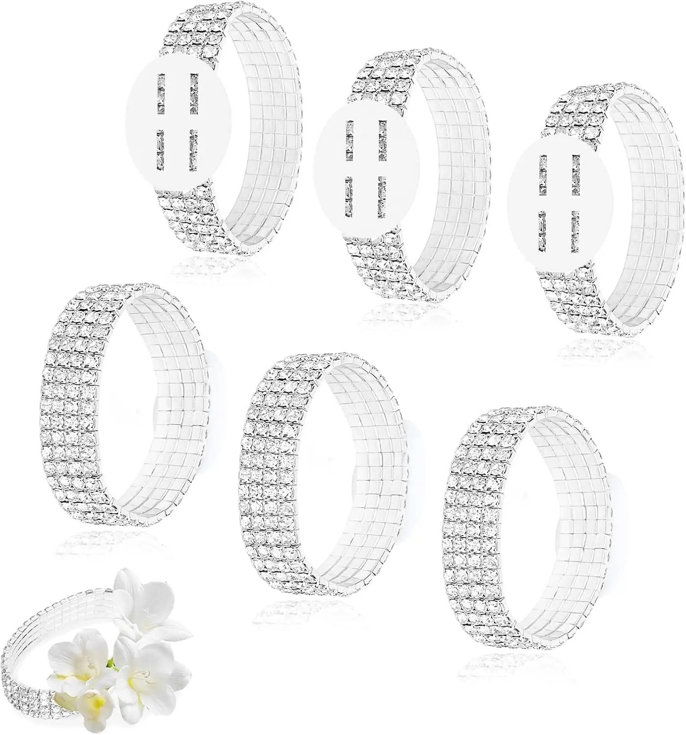 Wrist Corsage Bracelets, Elastic Corsage Wristlet Band Rhinestone Wedding Accessories for Party Prom DIY Handmade Supplies