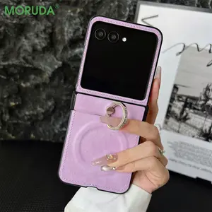 Z Flip7 Diamond Ring Bracket Holder Magnetic Phone Case For Samsung Galaxy Z Flip 7 Zflip7 Hinge 2in1 Magnetic Full Screen Cover