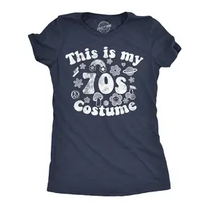 Womens Funny T Shirts This Is My 70s Costume Sarcastic Graphic Retro Novelty Tee for Ladies Funny Womens T Shirts Cute Vintage Fashion Casual Ladies T-Shirt Gift Sarcastic Tops for Women Funny Vintage Top Navy - My