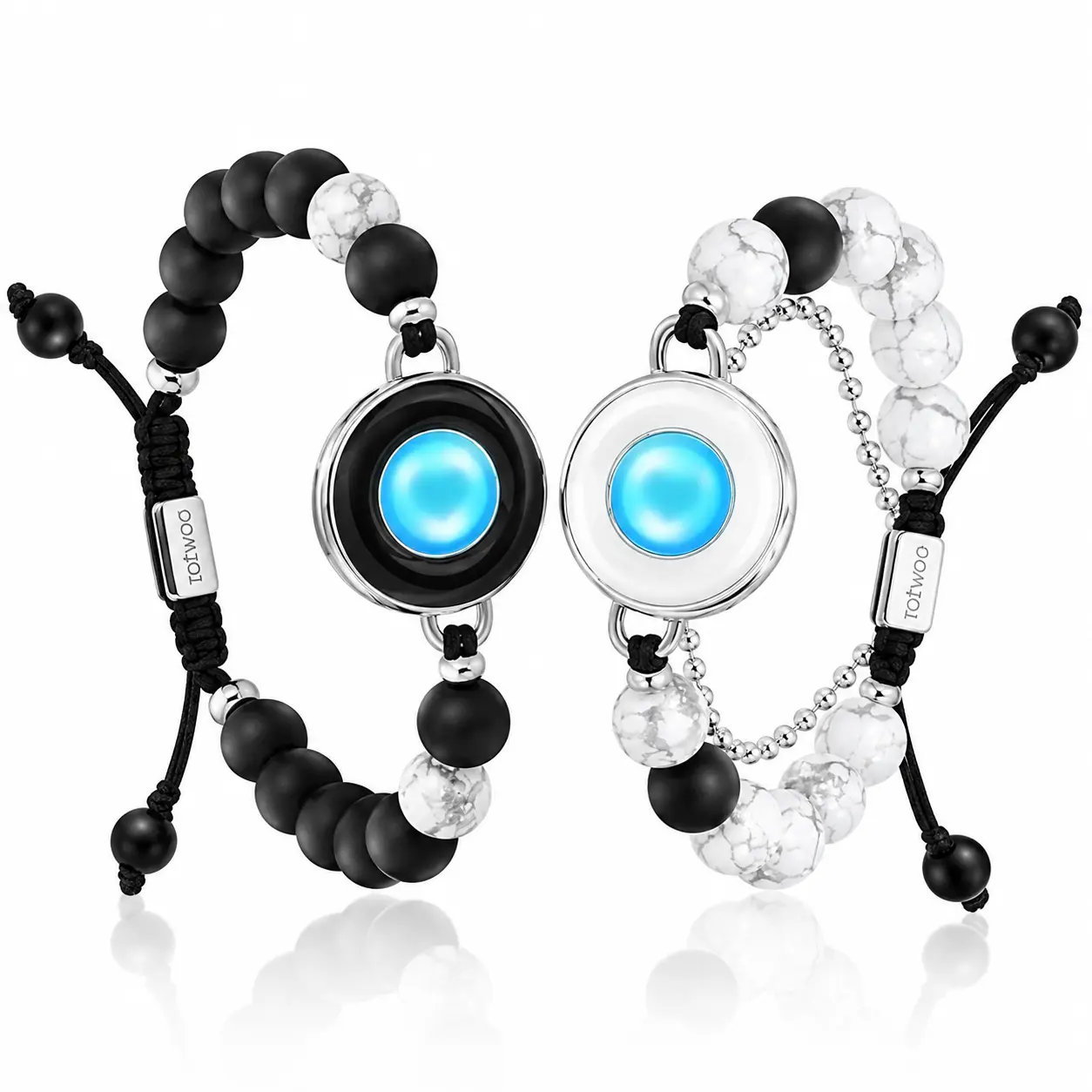 TOTWOO Candy Long Distance Touch Bracelets for Love  Vibration & Light Up Pairing Bracelets, Women's Fashion Smart Jewelry, Gifts for Mother-Daughter, Sisters, One-to-One Bluetooth Pairing via App