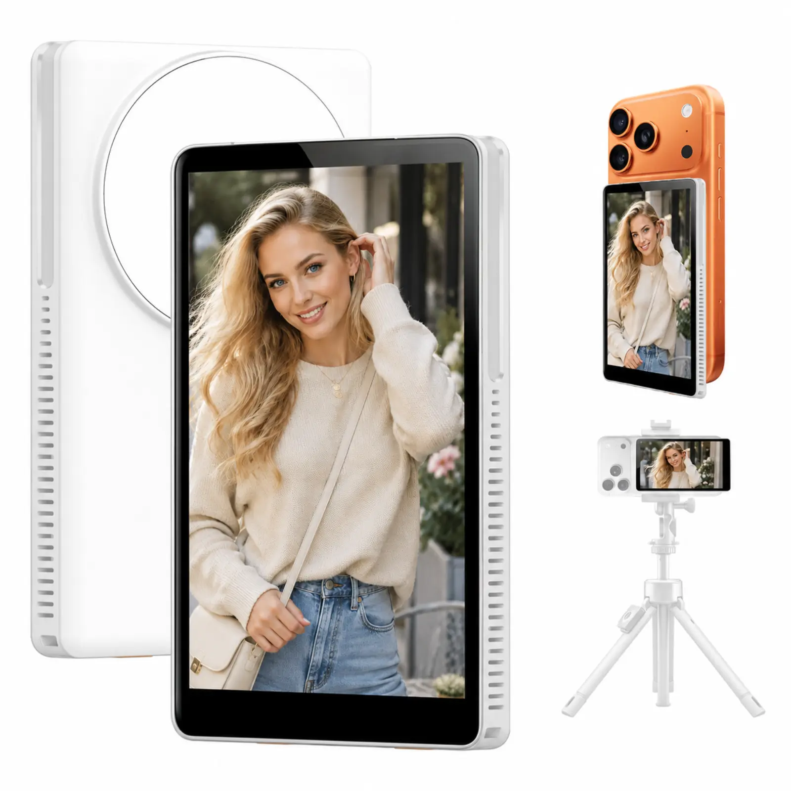 2026 Upgraded 5'' Touchscreen Selfie Screen Monitor for Vlog & Live Stream, Extra Long-Lasting 5000mAh Battery, Wireless Magnetic Rear Camera Screen, Supports 4K 60FPS Recording, Support IPhone Samsung
