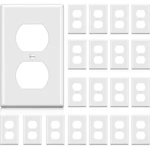 20 Pack 1-Gang Duplex Wall Plate, Standard Size, Unbreakable Polycarbonate Receptacle Outlet Cover and  Cover, UL Listed, White